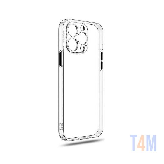 Capa de Silicone Macio com Teclas Laterais Coloridas para Apple iPhone 14 Pro Transparente